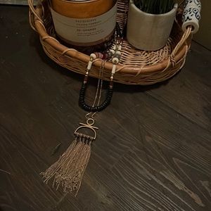 Stella and Dot beaded necklace with chain tassel 20”